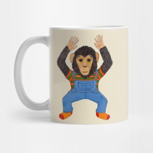 Dancing Chimpanzee Wearing Overalls Mug